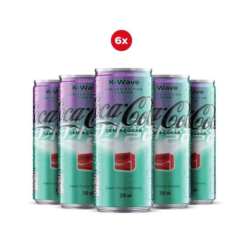 Kit 6 Coca-Cola K-Wave Sem Açúcar Celebra O K-Pop Lata 310Ml